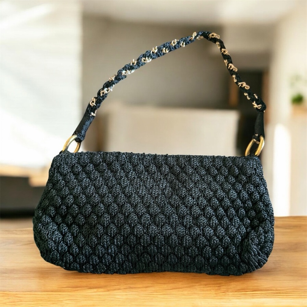 Elegant Black Woven Handbag